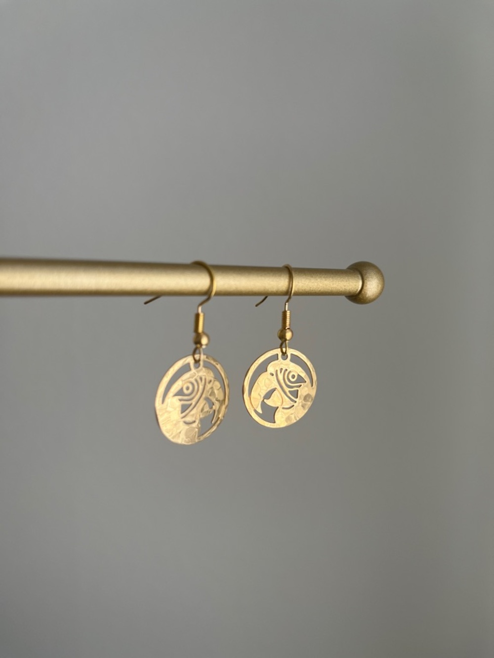 Gold Cutout Disc Dangle Earrings